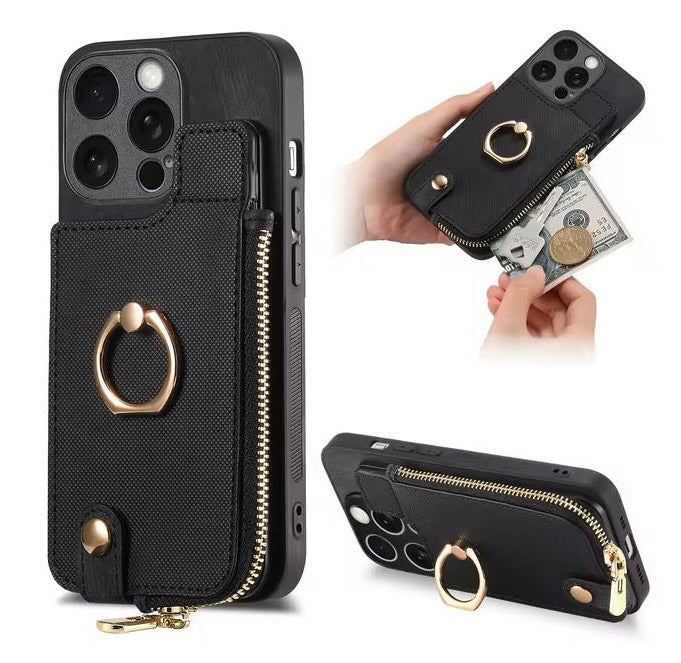 Black leather cover for iPhone SE (3rd Gen)