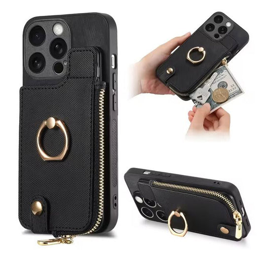 Black leather cover for iPhone SE (3rd Gen)