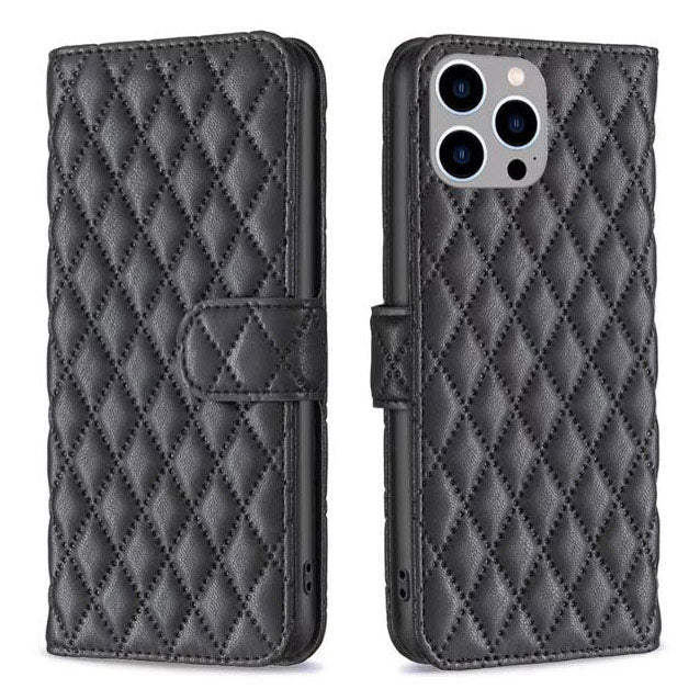 Protective leather case for iPhone 15 Pro Max with magnetic closure