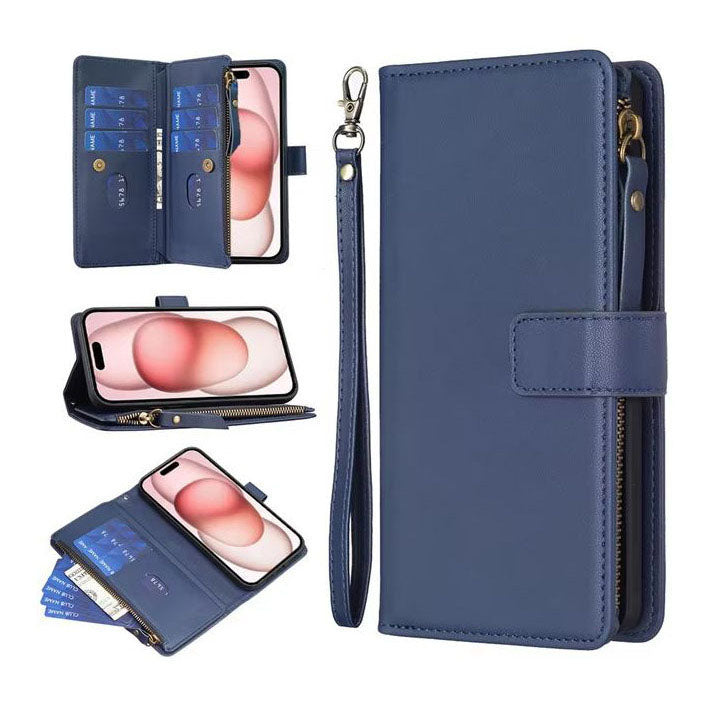 Wallet leather case for iPhone 13 Pro Max with hand rope