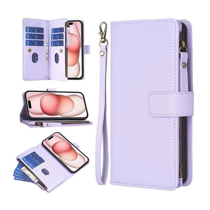 iPhone 13 leather wallet case with zip