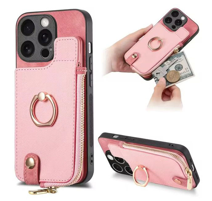 Pink iPhone SE (3rd Gen) leather wallet case