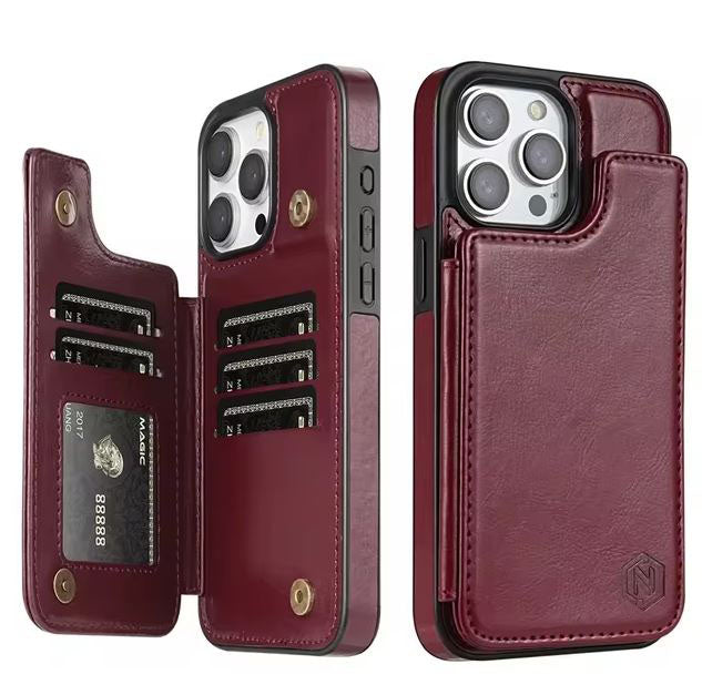 RFID blocking leather cover for iPhone 15 Plus