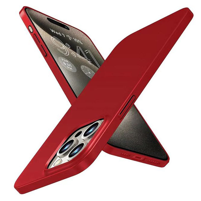 Red iPhone 11 Pro silicone case with raised edges