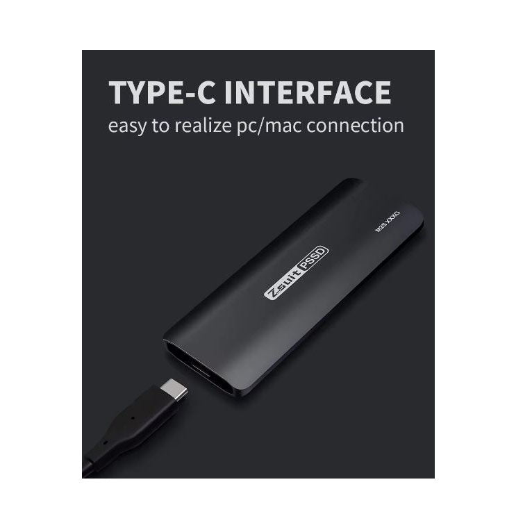 Compact black SSD with USB-C port