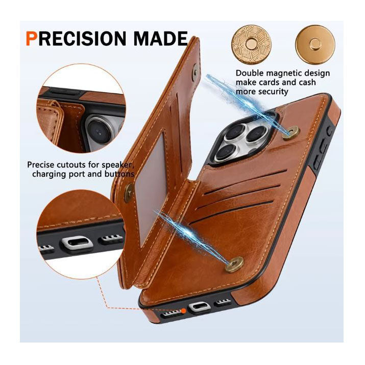 iPhone 11 leather wallet cover with stand functionality