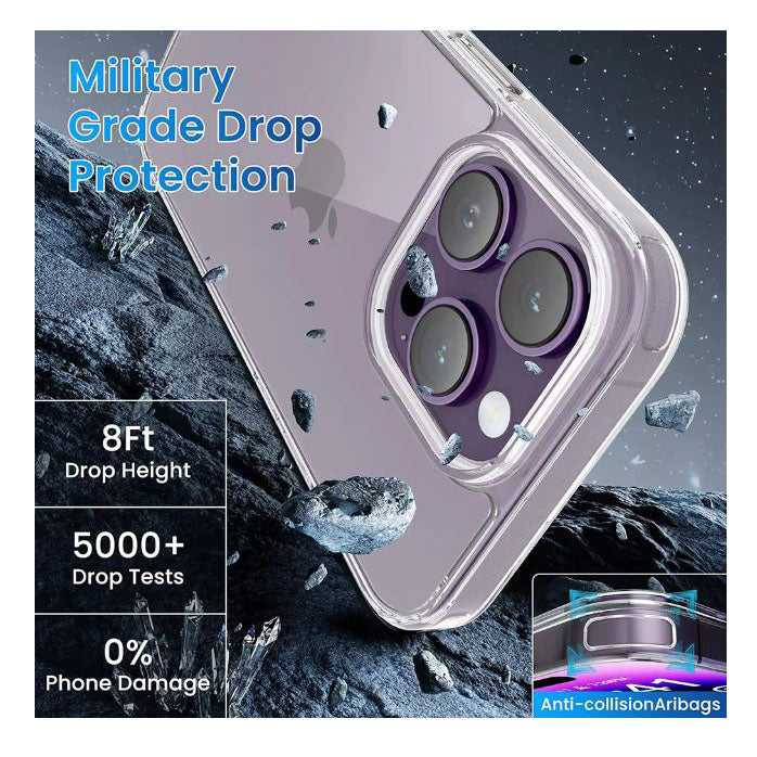 Transparent iPhone 15 Pro case with shock protection