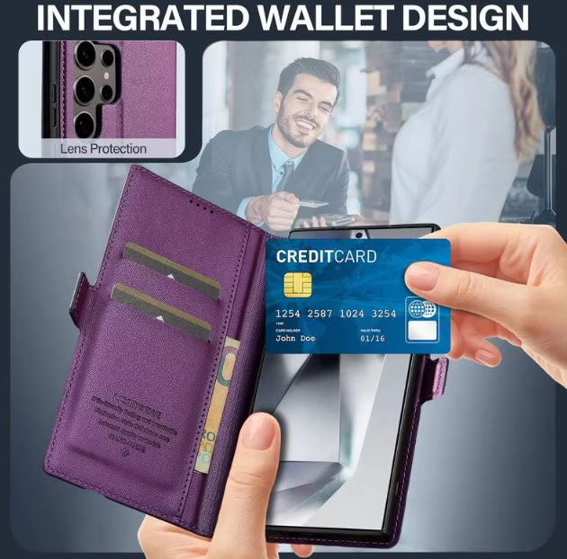 Samsung S20 FE leather case red with wallet