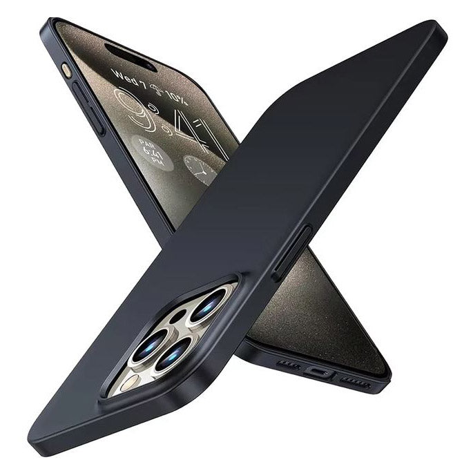 Ultra-thin black silicone case for iPhone 15 Pro offering a snug fit