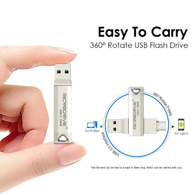 High-speed 128GB USB stick with dual connections