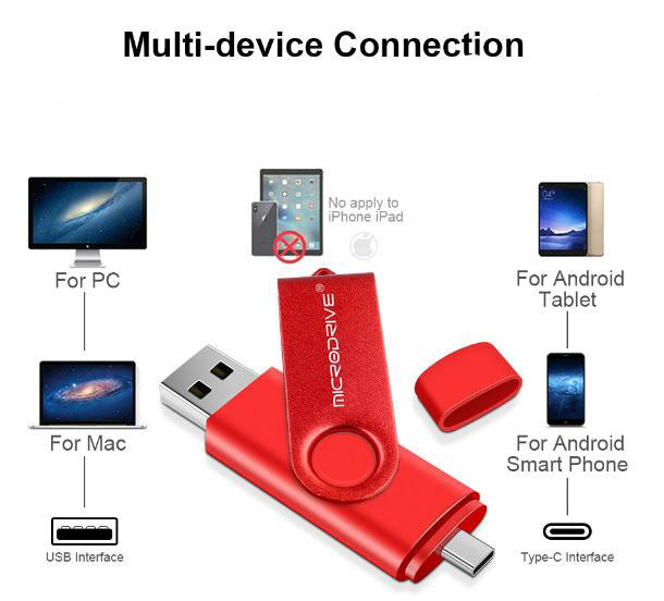 Dual connector flash drive 8GB memory stick