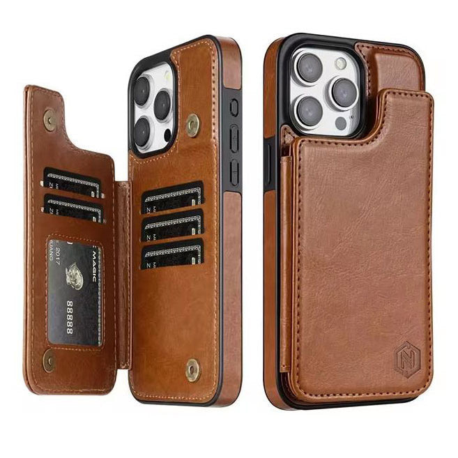 Stylish leather iPhone 13 Pro Max case with stand
