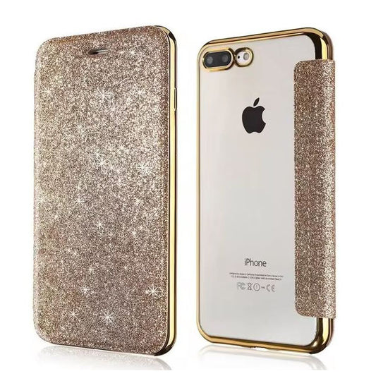 iPhone SE (2nd Gen) leather case with glitter back

