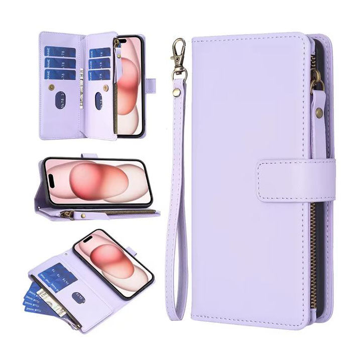 iPhone 15 Plus case with wallet and stand
