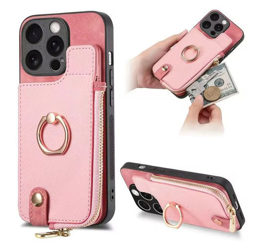 Pink iPhone SE (3rd Gen) leather wallet case
