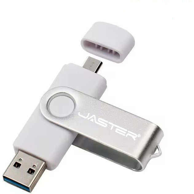 Purple USB flash drive with dual connectivity