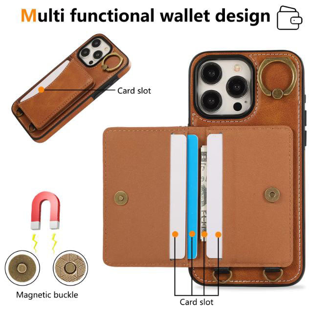 Durable iPhone SE leather wallet cover
