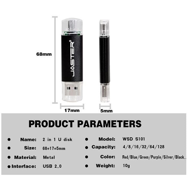 32GB USB flash drive with USB-C and USB-A