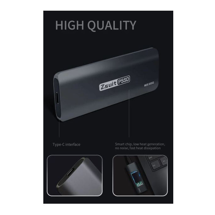 Sleek black SSD portable drive