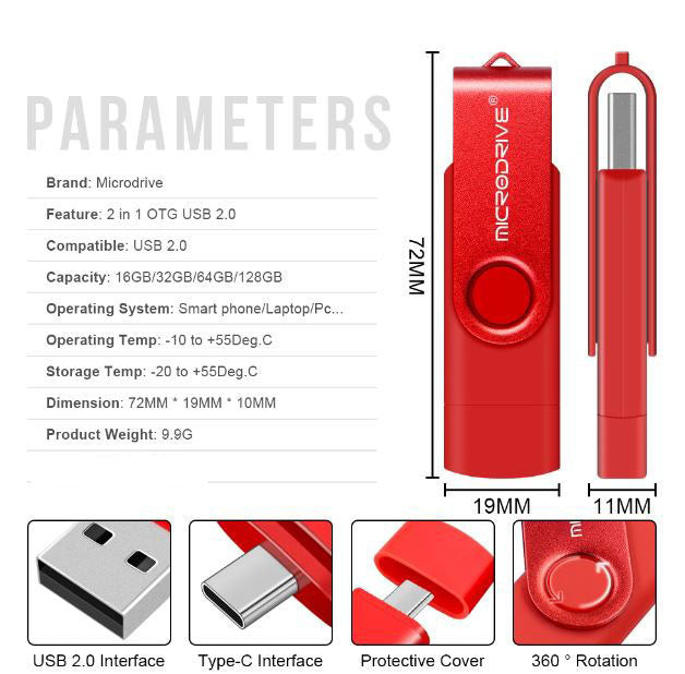 Compact and lightweight Microdrive 8GB flash drive